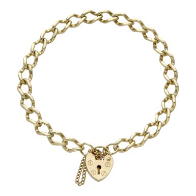 Pre-Owned 9ct Yellow Gold 7.5" Curb Link Starter Charm Bracelet