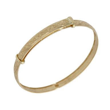 Pre-Owned 9ct Yellow Gold Patterned Expanding Baby Bangle