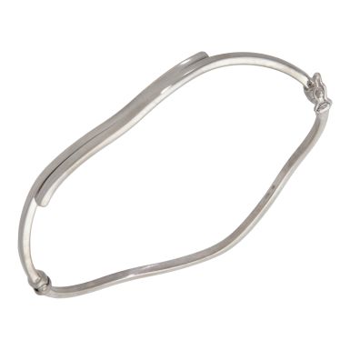 Pre-Owned 9ct White Gold Hinged Hollow Wave Bangle