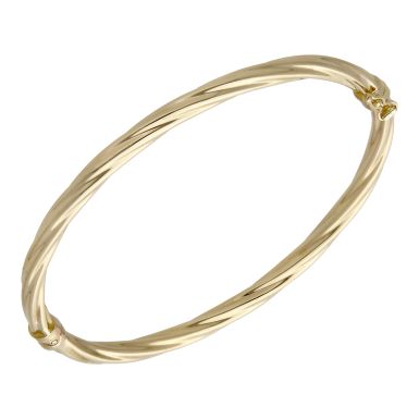 Pre-Owned 9ct Yellow Gold 7" Hinged Twist Bangle