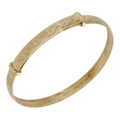 Pre-Owned 9ct Yellow Gold Childs Patterned Exanding Bangle