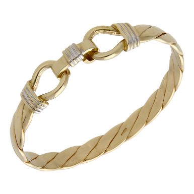 Pre-Owned 9ct Yellow Gold 7.5" Hookover Twist Style Bangle