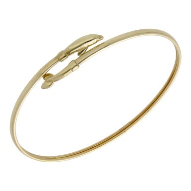 Pre-Owned 9ct Yellow Gold 7.5" Dolphin Twist Bangle