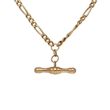 Pre-Owned 9ct Yellow Gold 18" Figaro Link & T-Bar Chain Necklace