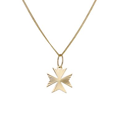 Pre-Owned 9ct Yellow Gold 17.5" Maltese Cross Necklace