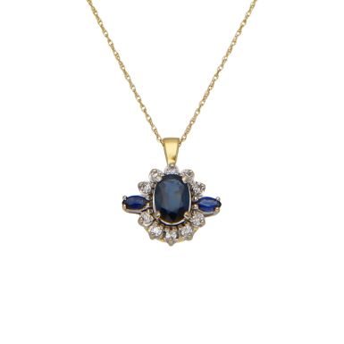 Pre-Owned 18ct Gold Sapphire & Diamond Pendant & Chain Necklace