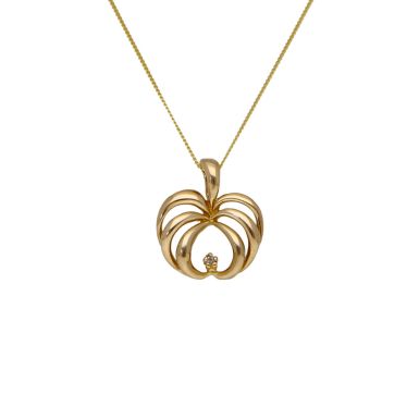 Pre-Owned 9ct Gold Diamond Set Pendant & 18" Chain Necklace