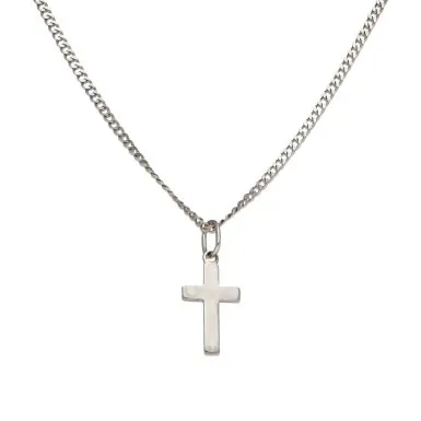 Pre-Owned 9ct White Gold 20" Block Cross Necklace