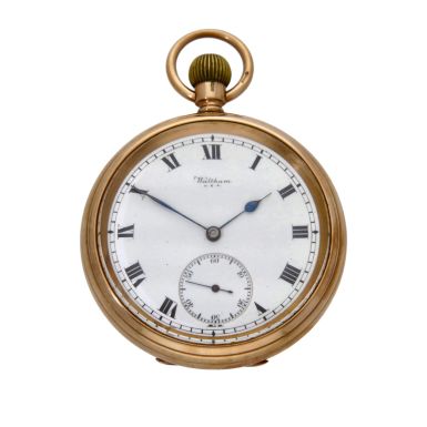 Antique 1919 9ct Yellow Gold Waltham Pocket Watch