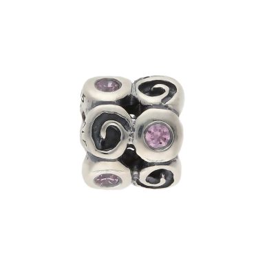 Pre-Owned Pandora Silver Pink Cubic Zirconia Swirl Charm