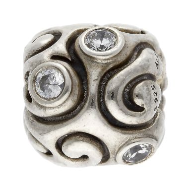 Pre-Owned Pandora Silver Cubic Zirconia Swirl Charm