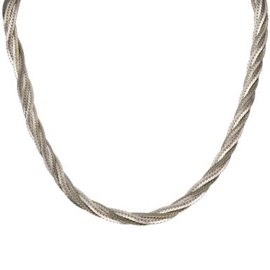 Pre-Owned Silver 17" Woven Herringbone Necklet
