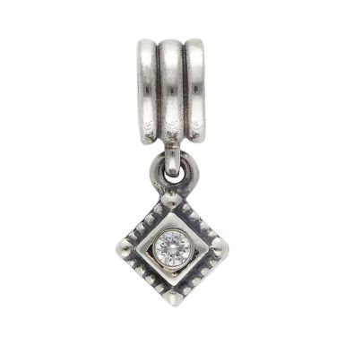 Pre-Owned Pandora Silver Gemstone Set Square Dangle Charm