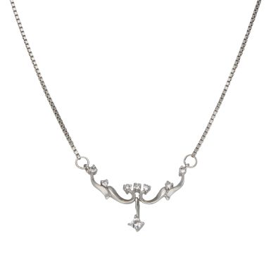 Pre-Owned Silver Cubic Zirconia Set 16" Wave Drop Necklet