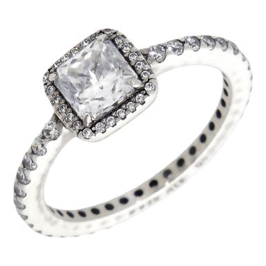 Pre-Owned Pandora Silver Cubic Zirconia Halo Cluster Ring