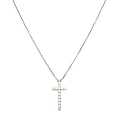 Pre-Owned Sterling Silver Cross Pendant & 16" Chain Necklace