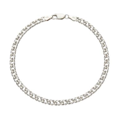 Pre-Owned Silver 9" Double Curb Bracelet