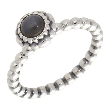 Pre-Owned Pandora Silver Gemstone Set Beaded Band Ring