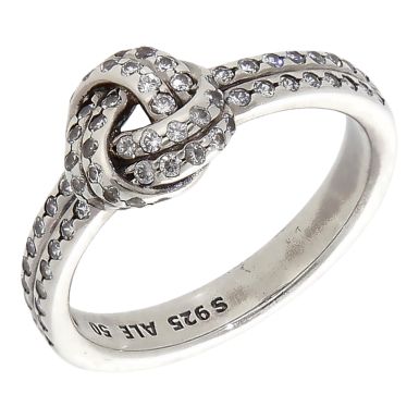 Pre-Owned Pandora Silver Cubic Zirconia Infinity Knot Ring