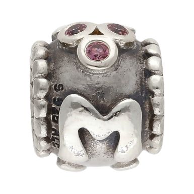 Pre-Owned Pandora Silver Pink Cubic Zirconia Set Mum Charm