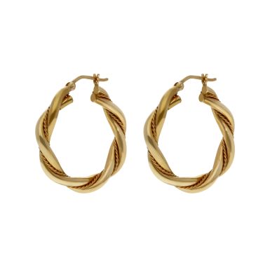 Pre-Owned 9ct Yellow Gold Double Twist Hoop Creole Earrings