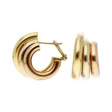Pre-Owned 18ct Yellow, White, & Rose Gold Triple Hoop Earrings