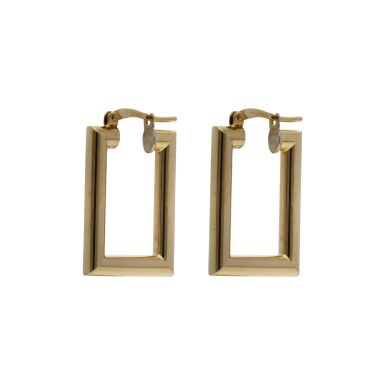 Pre-Owned 9ct Yellow Gold Rectangle Creole Earrings