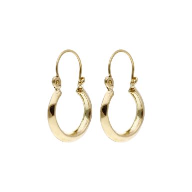 Pre-Owned 9ct Yellow Gold Faceted Creole Earrings