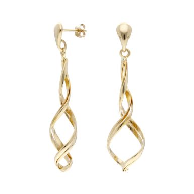 Pre-Owned 9ct Yellow Gold Twist Drop Earrings