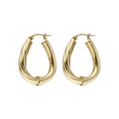 Pre-Owned 9ct Yellow Gold Half Twist Hangbag Creole Earrings