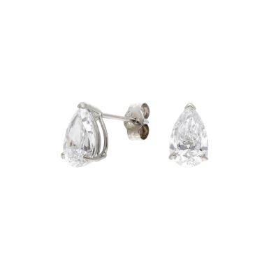 Pre-Owned 9ct White Gold Pear Cubic Zirconia Stud Earrings