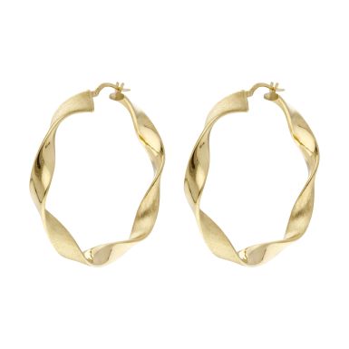 Pre-Owned 18ct Yellow Gold Matt & Polish Ribbon Twist Earrings
