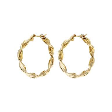 Pre-Owned 9ct Yellow Gold Twist Hoop Creole Earrings