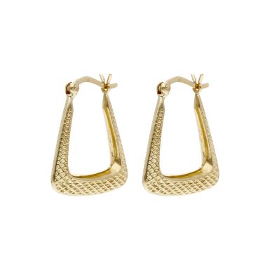 Pre-Owned 9ct Yellow Gold Patterned Handbag Creole Earrings