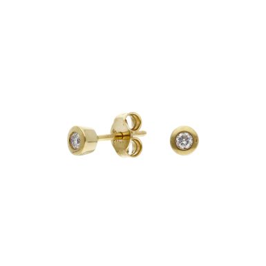 Pre-Owned 9ct Yellow Gold Rubover Diamond Stud Earrings