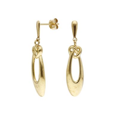 Pre-Owned 9ct Yellow Gold Heart & Oval Drop Earrings