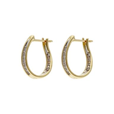 Pre-Owned 9ct Yellow Gold Diamond Set Creole Earrings