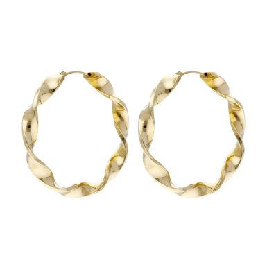 Pre-Owned 9ct Yellow Gold Large Twist Hoop Creole Earrings