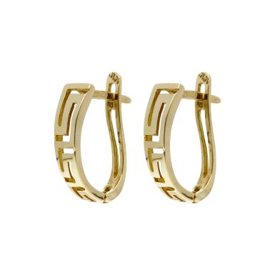 Pre-Owned 14ct Yellow Gold Greek Key Cuff Earrings