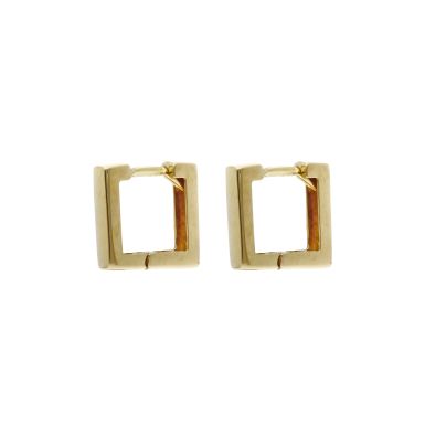 Pre-Owned 9ct Yellow Gold Square Huggie Earrings