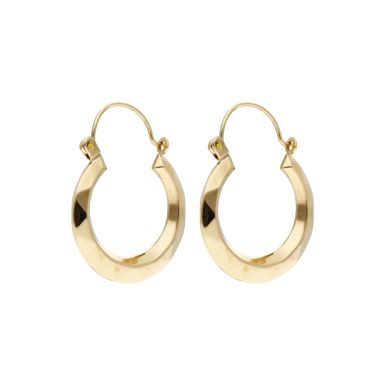 Pre-Owned 9ct Yellow Gold Faceted Creole Earrings
