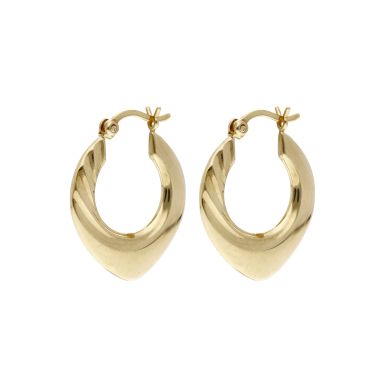 Pre-Owned 9ct Yellow Gold Ridge Patterned Creole Earrings