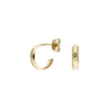 Pre-Owned 9ct Yellow Gold Small Diamond Cut 3/4 Hoop Earrings
