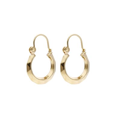 Pre-Owned 9ct Yellow Gold Faceted Creole Earrings