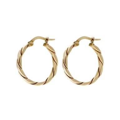 Pre-Owned 9ct Yellow Gold Twist Effect Hoop Earrings