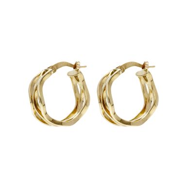 Pre-Owned 9ct Yellow Gold Wave Effect Creole Earrings
