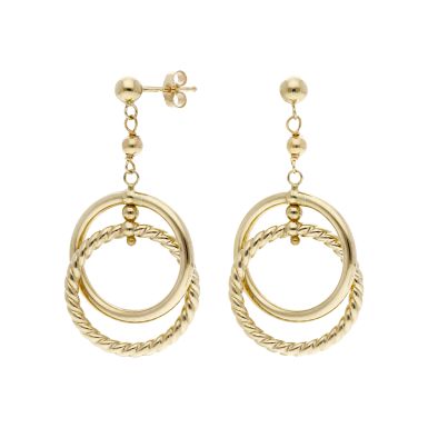 Pre-Owned 9ct Yellow Gold Circular Drop Earrings