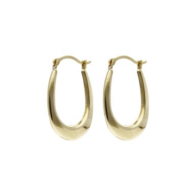 Pre-Owned 9ct Yellow Gold Plain Graduated Creole Earrings