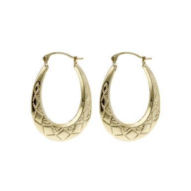 Pre-Owned 9ct Yellow Gold Harlequin Patterned Creole Earrings