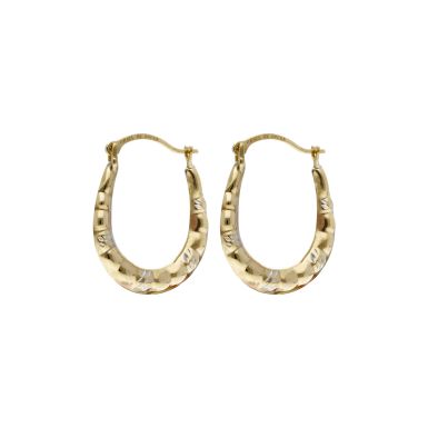 Pre-Owned 9ct Yellow Gold Small Patterned Creole Earrings